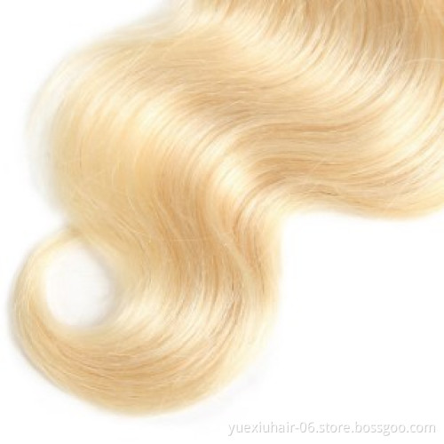 12a grade Wholesale Blonde Brazilian Virgin Hair Weave Bundles  Body 3 Bundles With Lace Closure